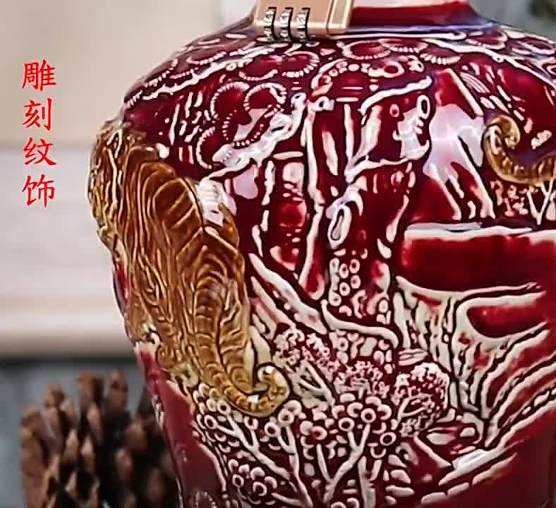 【江西5斤10斤装酒瓶定制 机雕刻虎生肖酒坛 陶瓷酒坛批发】视频介绍