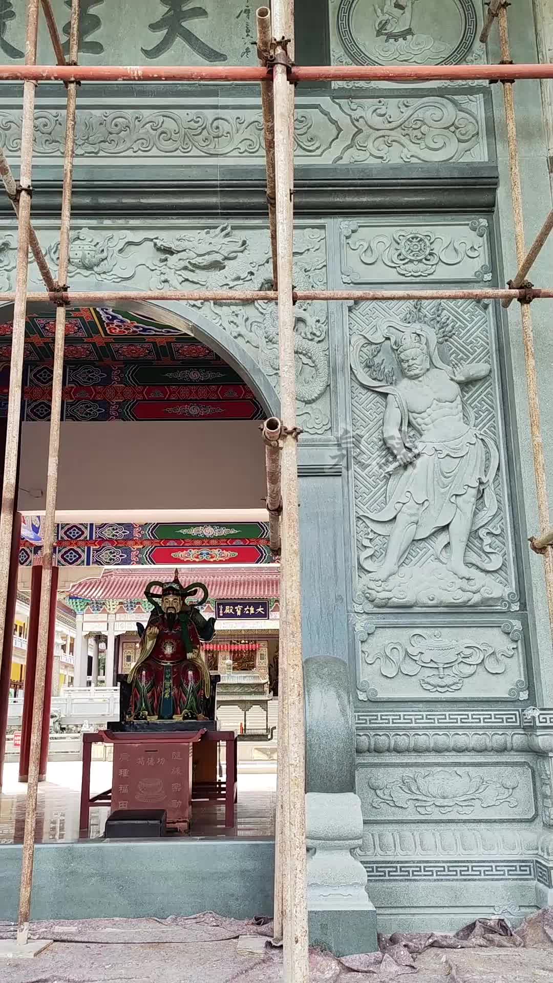 大殿***殿门面石雕 寺院墙面石材 石雕照壁 祠堂石雕