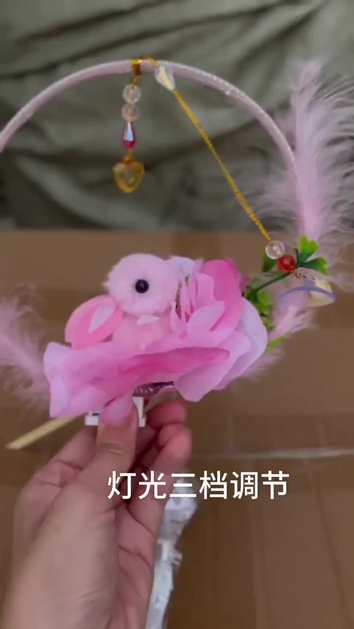 中秋节灯笼手提玉兔花灯发光竹编古风迷你小灯笼元宵地摊灯笼玩具