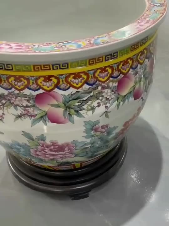 景德镇陶瓷粉彩大缸 庭院摆件鱼缸水缸